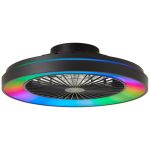 Brilliant Mazzaro Ventilador De Techo Plástico Negro 36W 4700lm - 830-865 CCT+RGB | 485mm - Mando A Distancia Regulable
