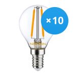 Multipack 10x Noxion Lucent LED E14 Esférica con Filamento Clara 4.5W 470lm - 827 Luz muy Cálida | Reemplazo 40W