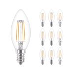 Multipack 10x Philips Corepro LED Vela E14 con Filamento Clara 4.3W 470lm - 827 Luz muy Cálida | Reemplazo 40W