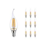 Multipack 10x Noxion Lucent LED E14 Punta torcida Vela con Filamento Clara 4.5W 470lm - 827 Luz muy Cálida | Regulable - Reemplazo 40W