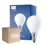 Multipack 10x Philips Master Value LED Lustre E14 Esférica Mate 3.4W 470lm - 927 Luz muy Cálida | Mejor reproducción de color - Regulable - Reemplazo 40W