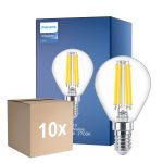 Multipack 10x Philips Master Value LED Lustre E14 Esférica con Filamento Clara 3.4W 470lm - 927 Luz muy Cálida | Mejor reproducción de color - Regulable - Reemplazo 40W