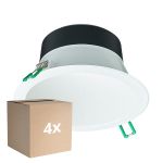Multipack 4x Philips Downlight LED Coreline DN142B Aluminium Blanco 9.8W 1200lm 60D - 840 Blanco Frio | Recorte 155mm - IP20 - Blanco Reflector