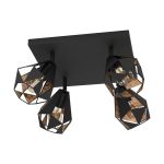 Eglo Luz de techo Carlton 7 Acero Negro Cobre | IP20 - Apta para 4x E27 