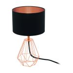 Eglo Lámpara De Mesa Carlton 2 Acero Cobre Negro | IP20 - Apta para 1x E14 