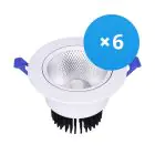 Multipack 6x Bright Choice Downlight LED Esférica Ajustable 15W 1200lm 60D - 930 Luz Cálida | 135mm - Recorte 110mm - UGR 