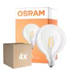 Multipack 4x Osram SuperStar LED E27 Globe 125mm con Filamento Clara 7W 806lm - 822-827 Dim to Warm | Regulable - Reemplazo 60W