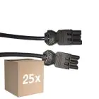 Multipack 25x Noxion GST - Compatible Cable de extensión Negro - Macho + Hembra - 1m - 3 pole 1,5mm2
