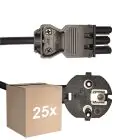 Multipack 25x Noxion GST-Compatible Cable de alimentación - Hembra + Schuko Europlug - Negro 1.5m - 3 pole 0.75mm2