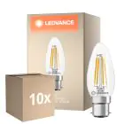 Multipack 10x Ledvance Classic LED B22 Vela Con Filamento Clara 3.4W 470lm - 827 Luz Muy Cálida | Reemplazo 40W