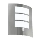 Eglo Luz De Pared City Acero Inoxidable | IP44 - Apta para 1x E27 - Sensor De Movimiento